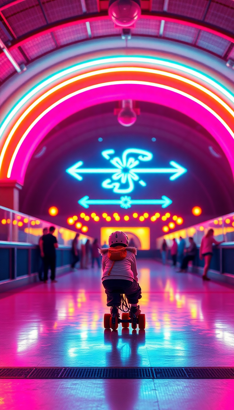 Photorealistic Coastal Skating Rink 80s Wallpaper