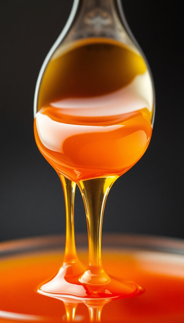 Honey Dripping From Spoon Golden Liquid Photorealistic Premium Wallpaper