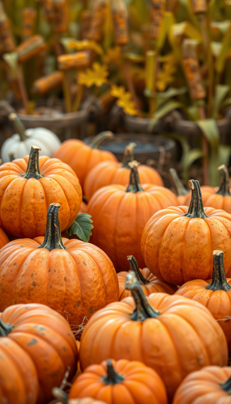 Nordic Farm Corn Pumpkins Harvest Photorealistic Wallpaper