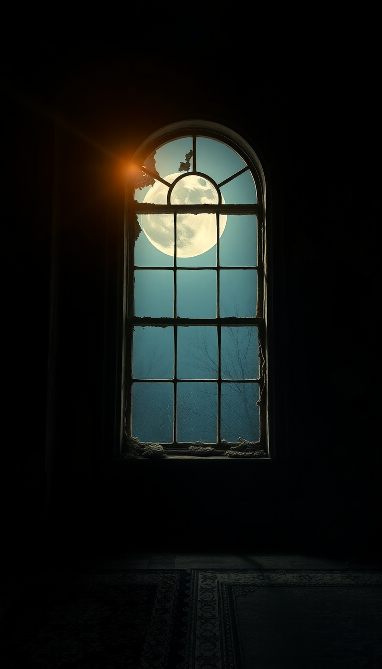 Photorealistic Celestial Mansion Moonlight Through Wallpaper