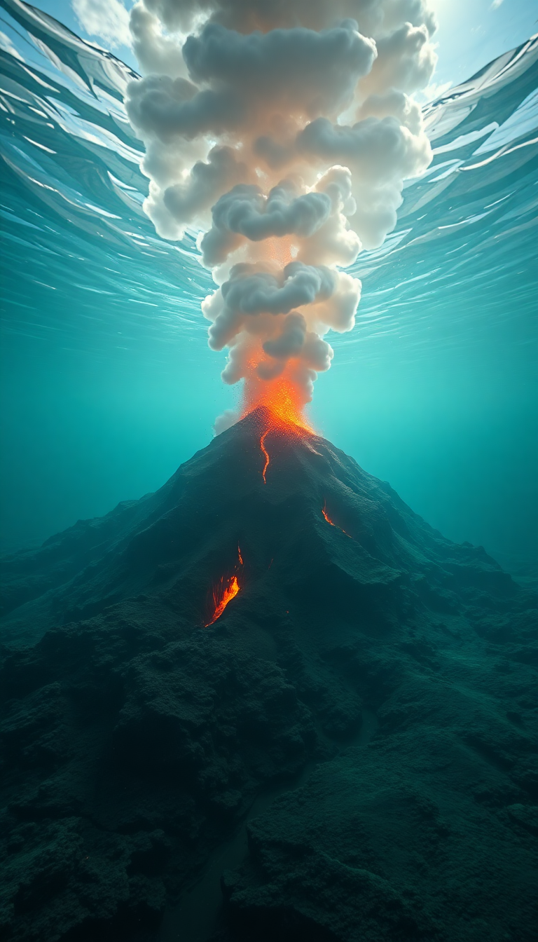 Moody Underwater Vents Sea Photorealistic Wallpaper