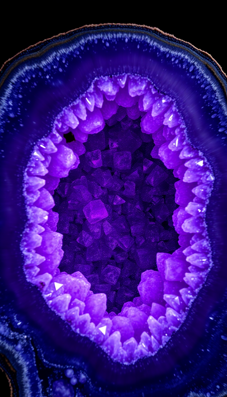 Neon Crystal Interior Purple Amethyst Photorealistic Wallpaper