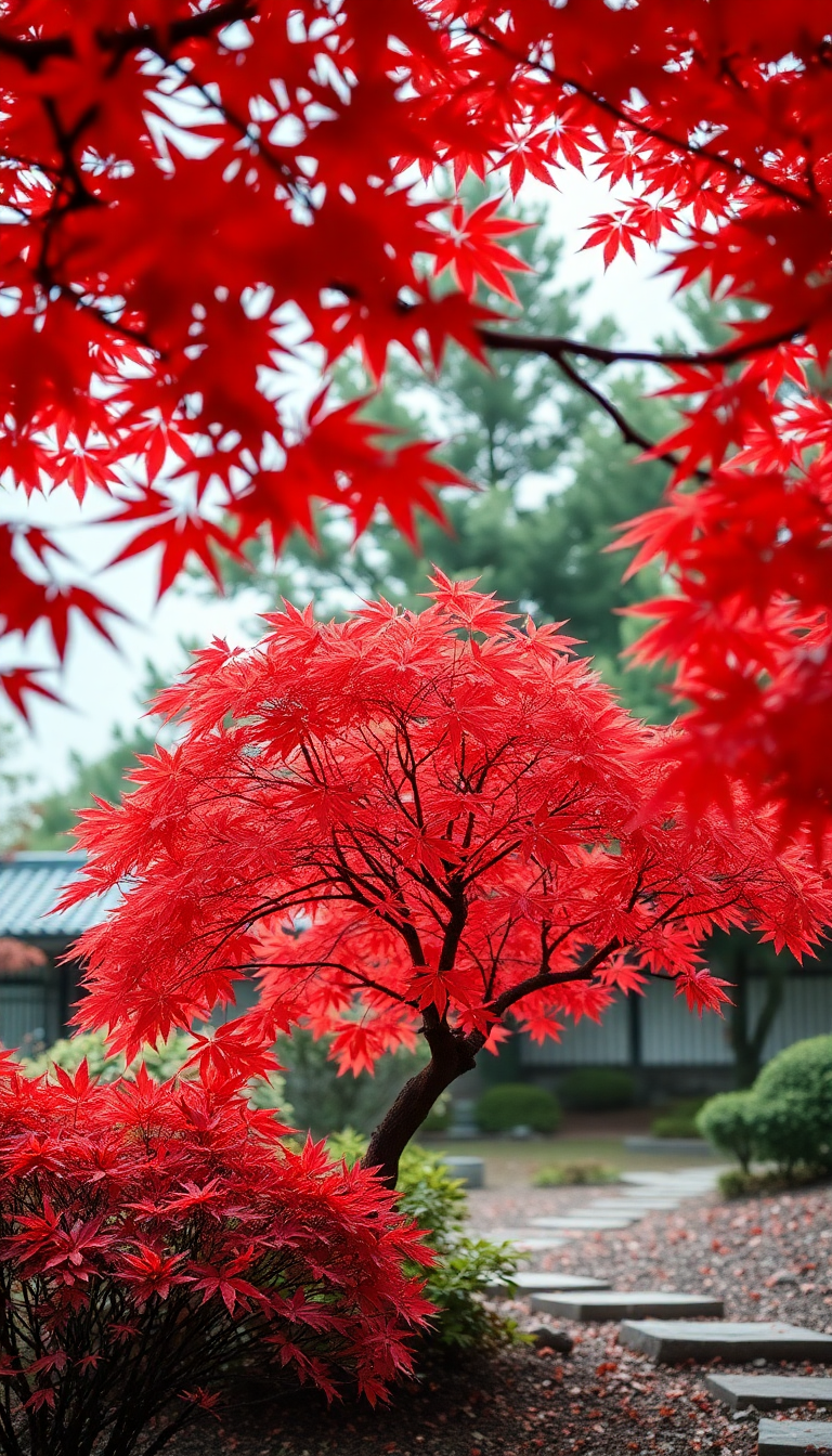 Chromatic Red Autumn Tree Maple Aesthetic Wallpaper