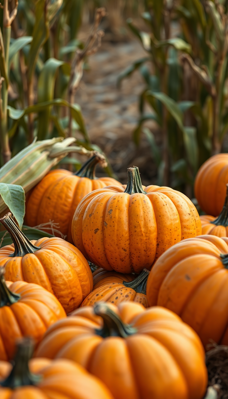 Enchanting Autumn Harvest Pumpkins Corn Farm Wallpaper