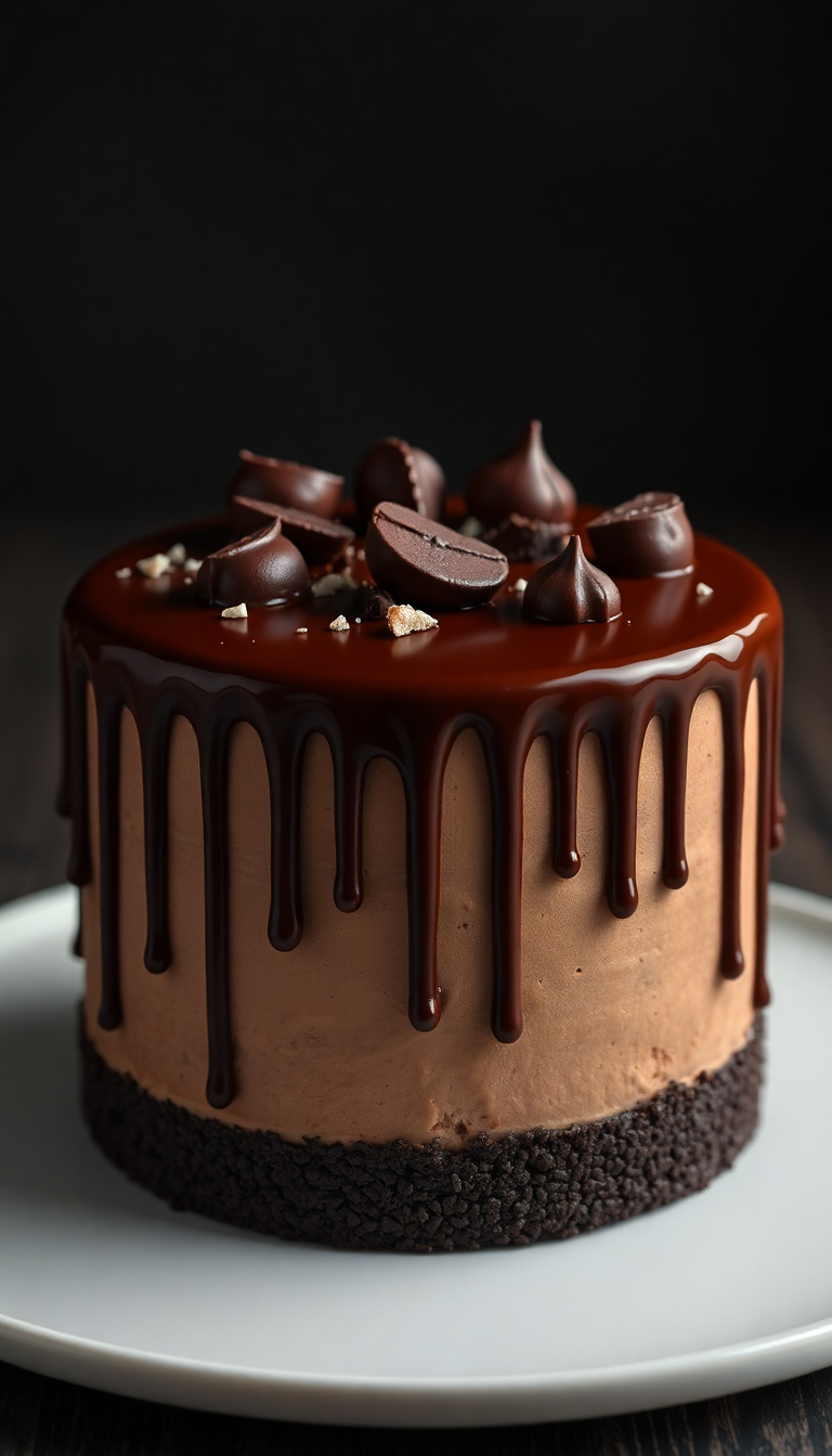Chocolate Drip Cake Decadent Dessert Dark Photorealistic Ultra Wallpaper