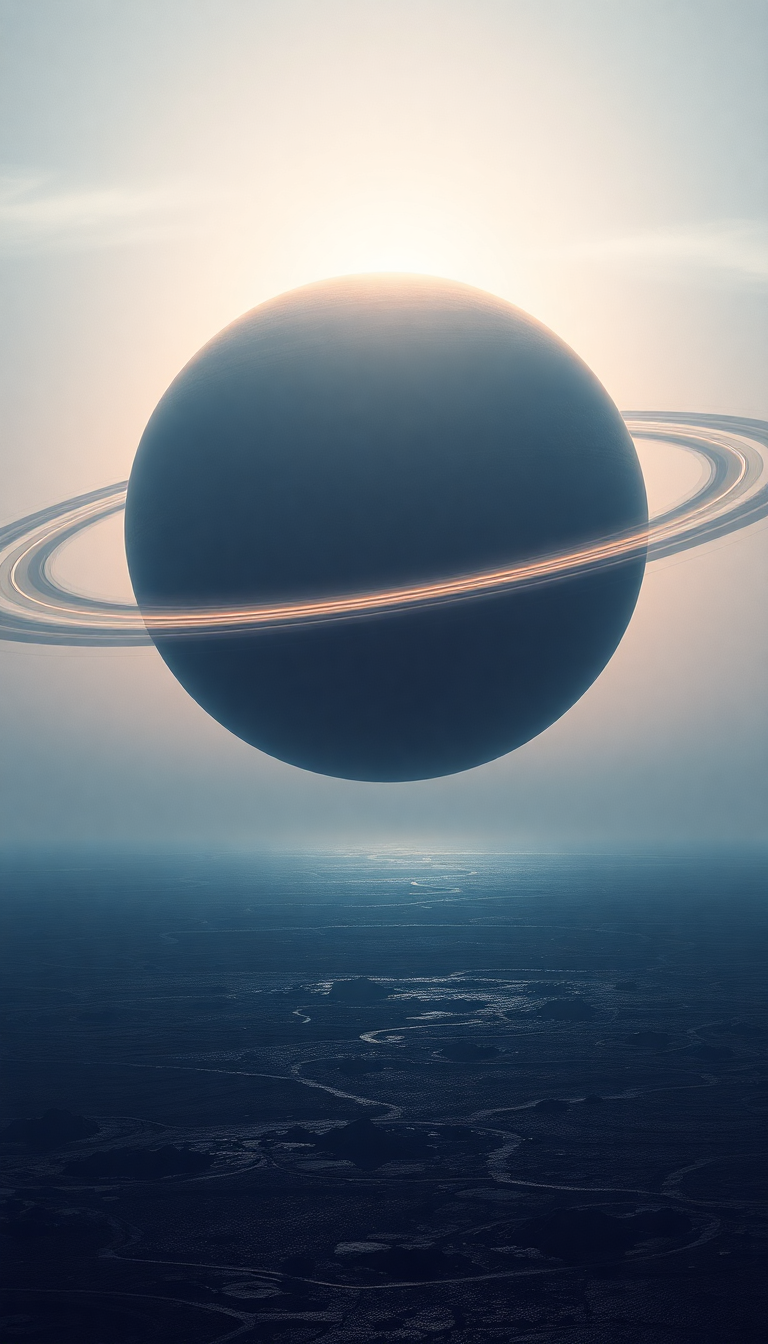 Wild Over Rising Planet Ringed Photorealistic Wallpaper