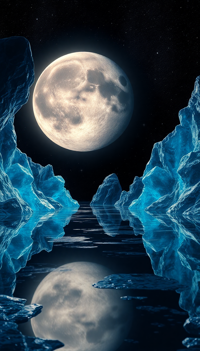 Gorgeous Moon Alien On Caves Digital art Wallpaper