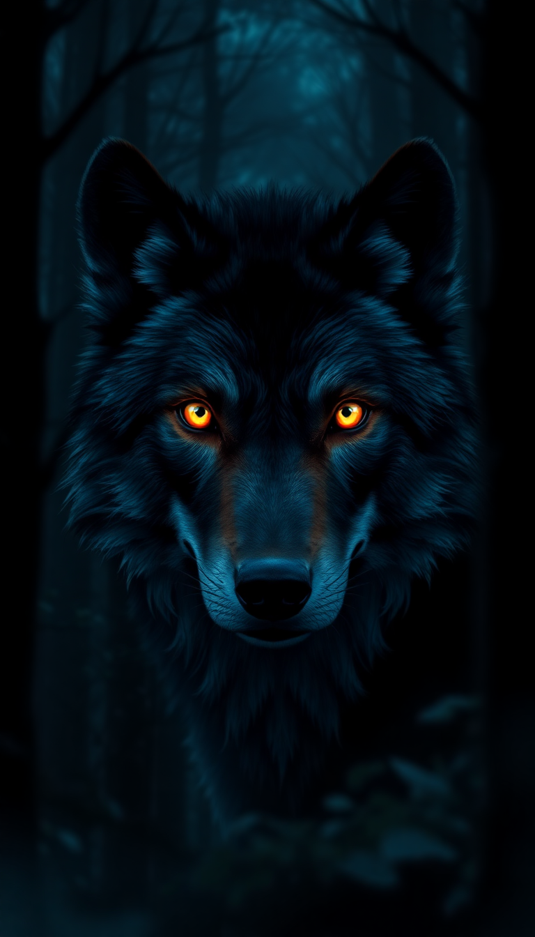 Wild Dark In Glowing Eyes Digital art Wallpaper