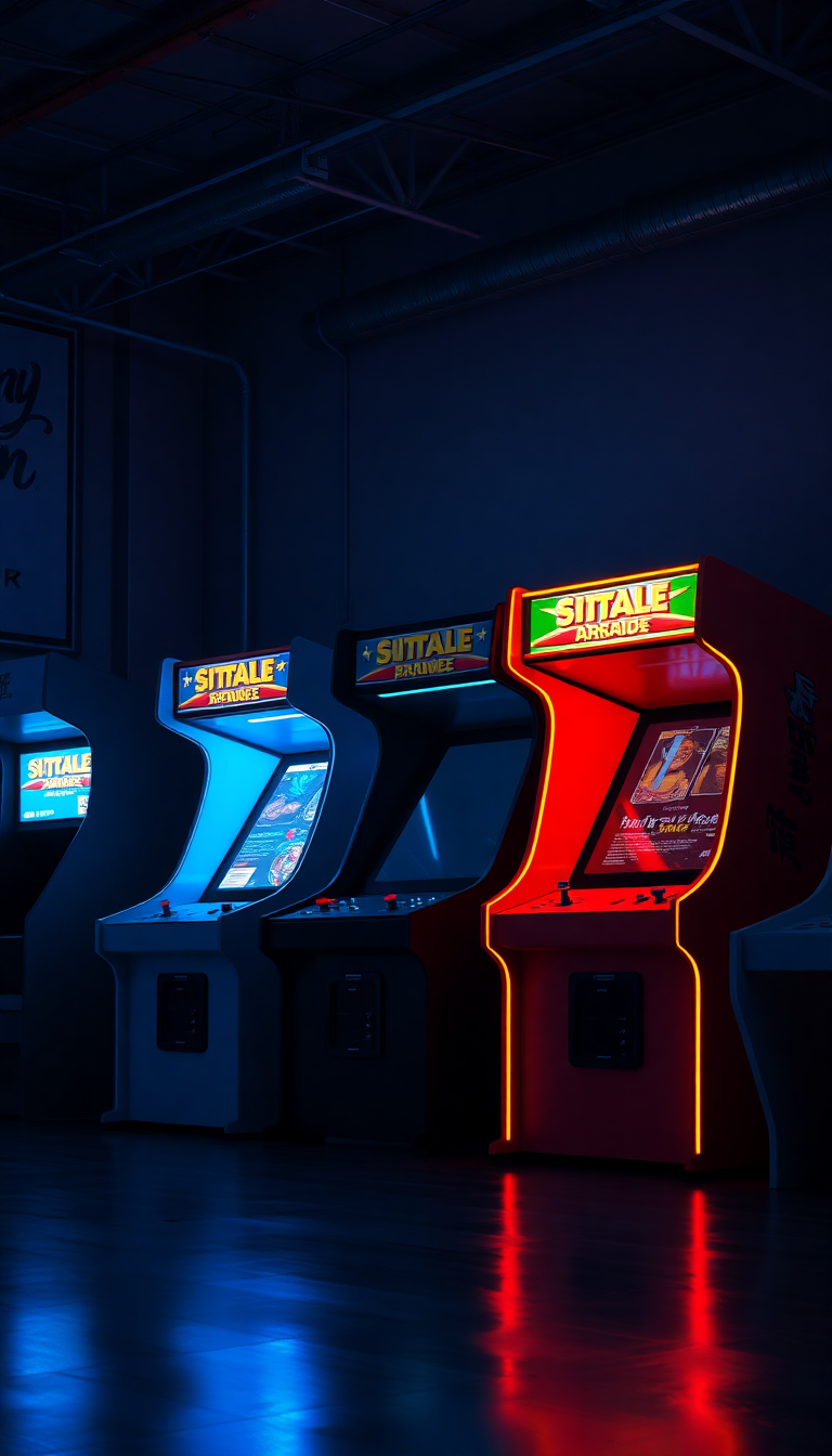 Striking Room Dark Machines Arcade Photorealistic Wallpaper