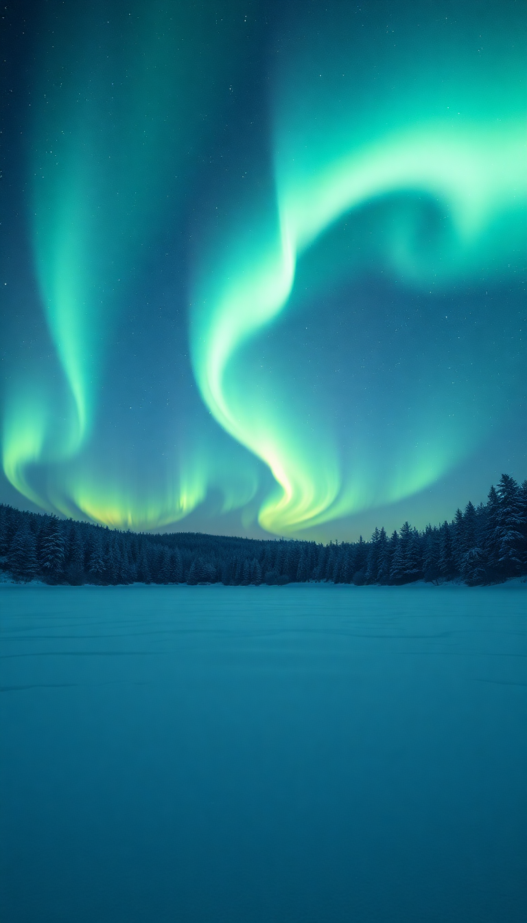 Abstract Northern Lights Over Frozen Photorealistic Wallpaper