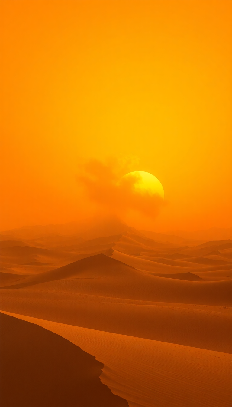 Stunning Orange Dramatic Desert Approaching Photorealistic Wallpaper