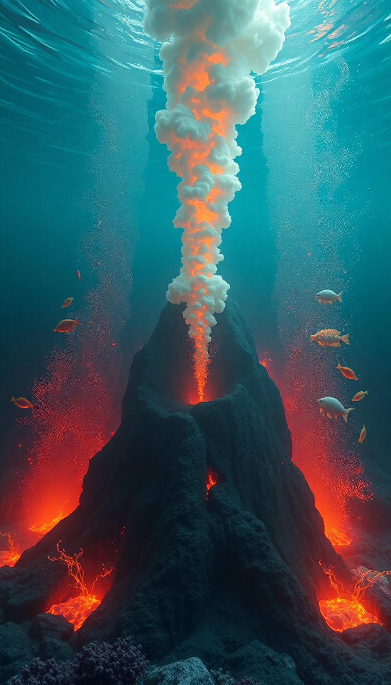 Photorealistic Striking Volcano Vents Smoke Wallpaper