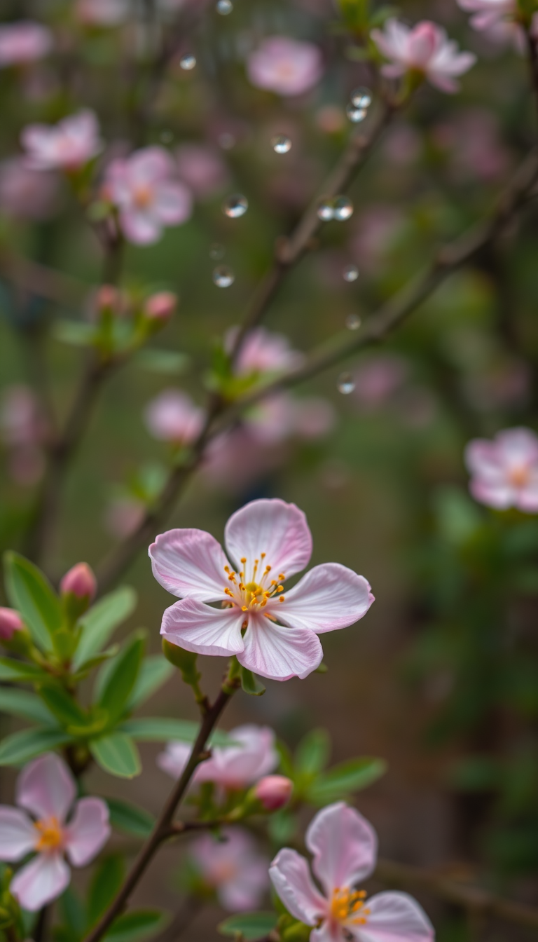 Spring Rain Flower Blooming Time Aesthetic Wallpaper