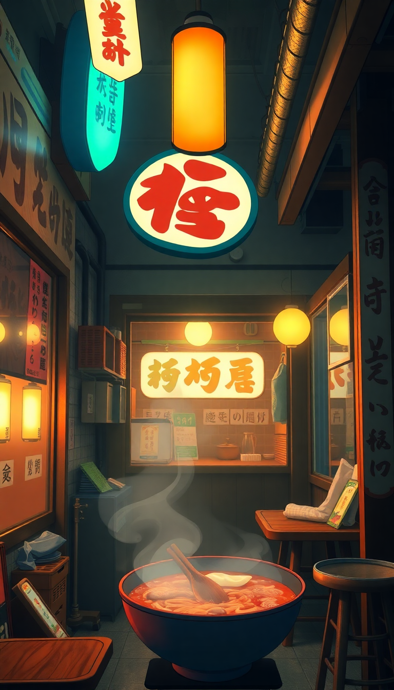 Spectacular Cozy Shop Steam Lighting Anime Wallpaper