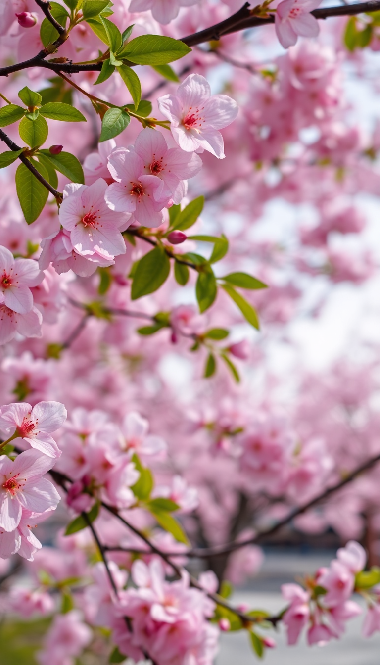 Subtle Peak Japan Blossoms Cherry Photorealistic Wallpaper