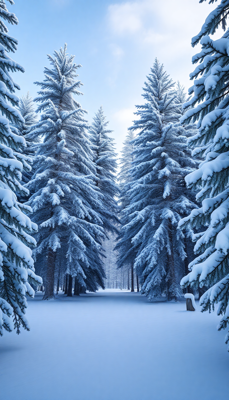 Midnight Trees Pine Snow First Photorealistic Wallpaper