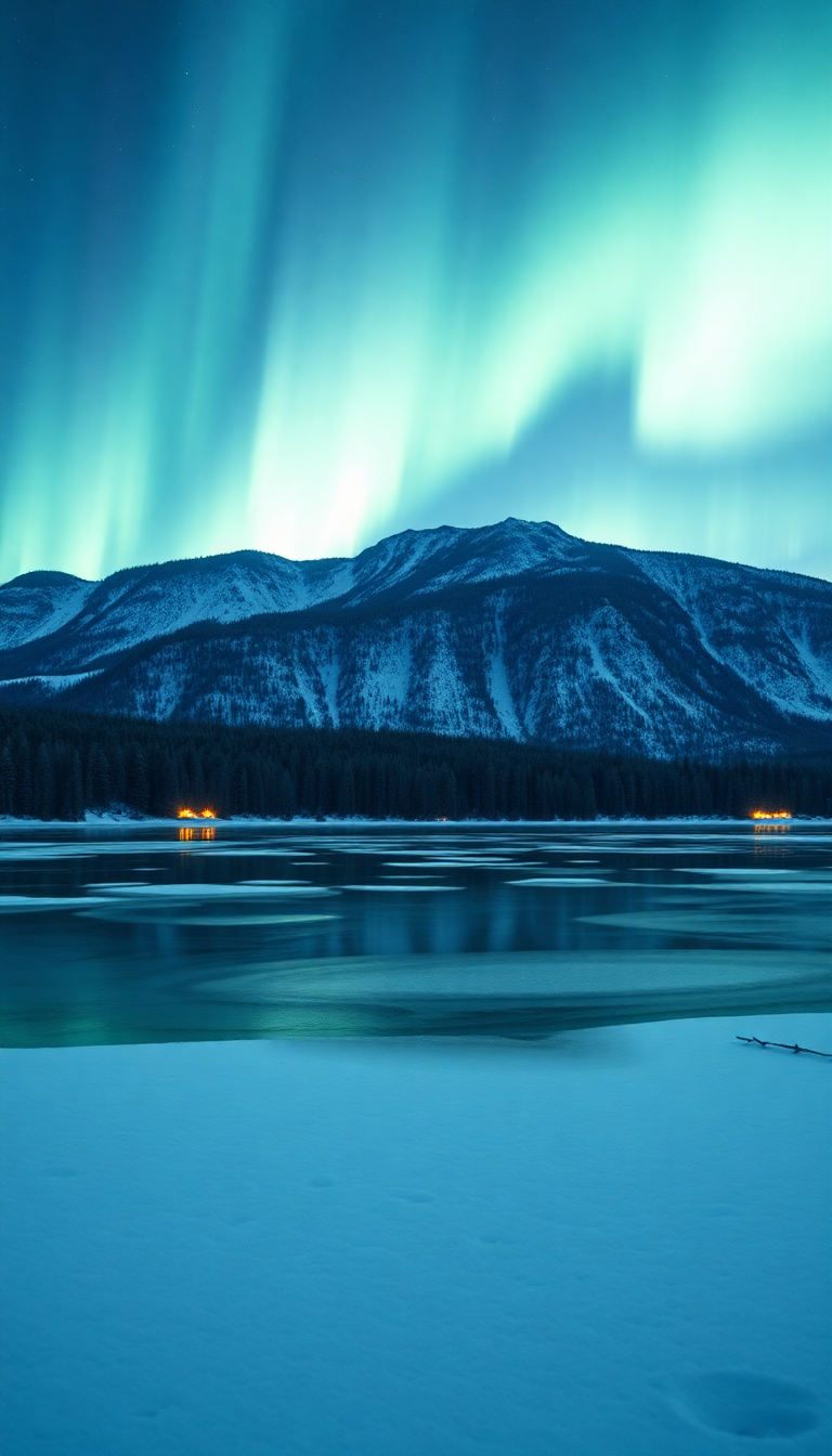 Bold Frozen Over Lights Northern Photorealistic Wallpaper