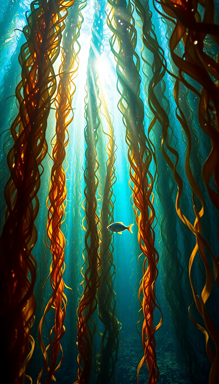 Delicate Baroque Underwater Forest Kelp Wallpaper