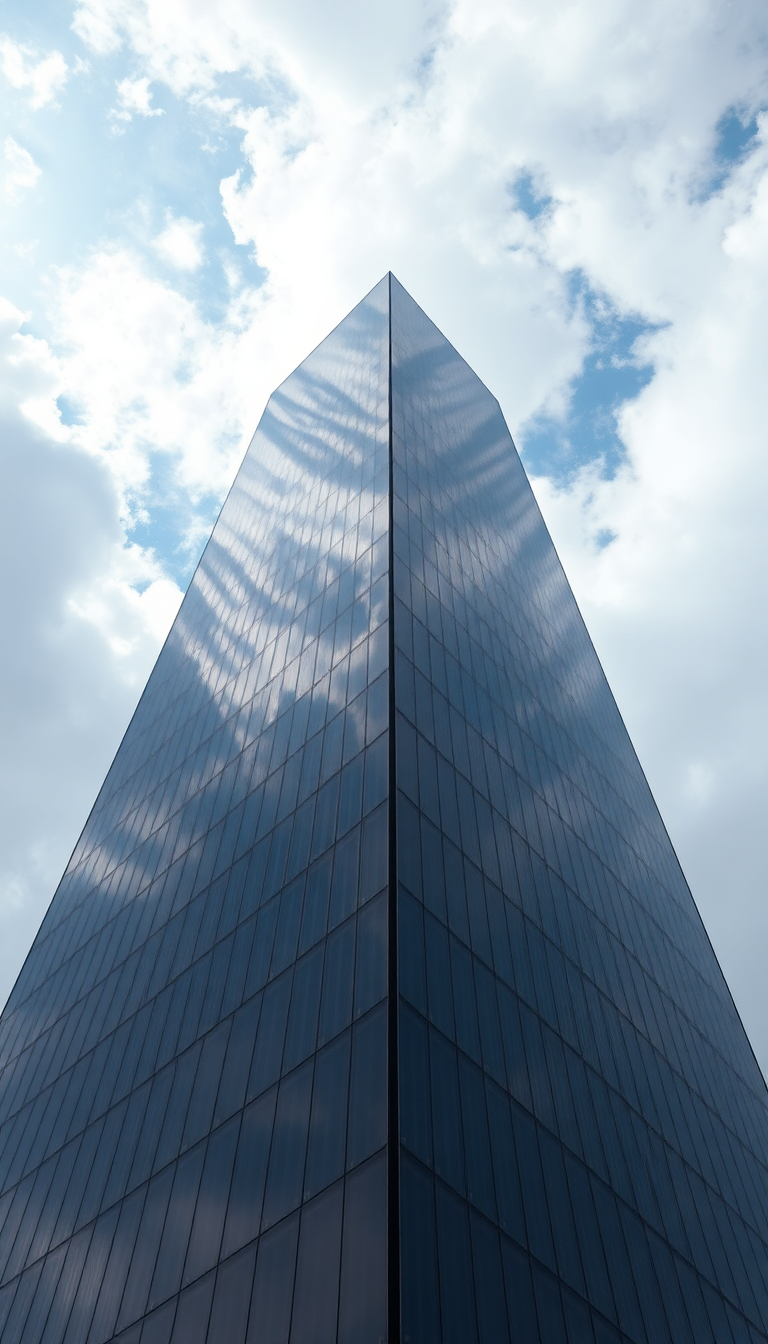 Glass Skyscraper Reflections Clouds Warped Photorealistic Enhanced Wallpaper