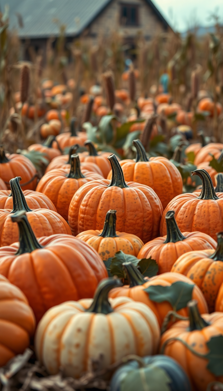 Dazzling Pure Autumn Harvest Pumpkins Wallpaper