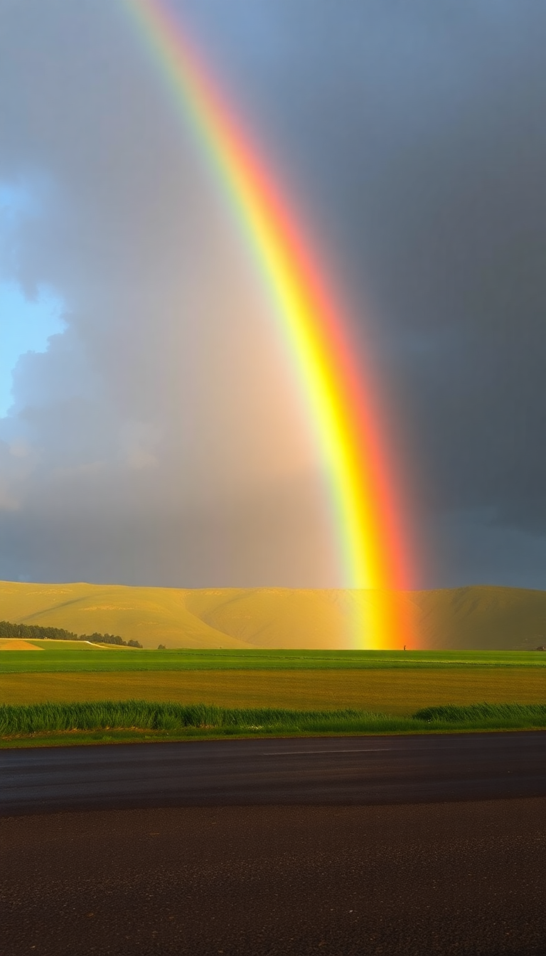 Baroque Storm Double Rainbow Vivid Colors Wallpaper