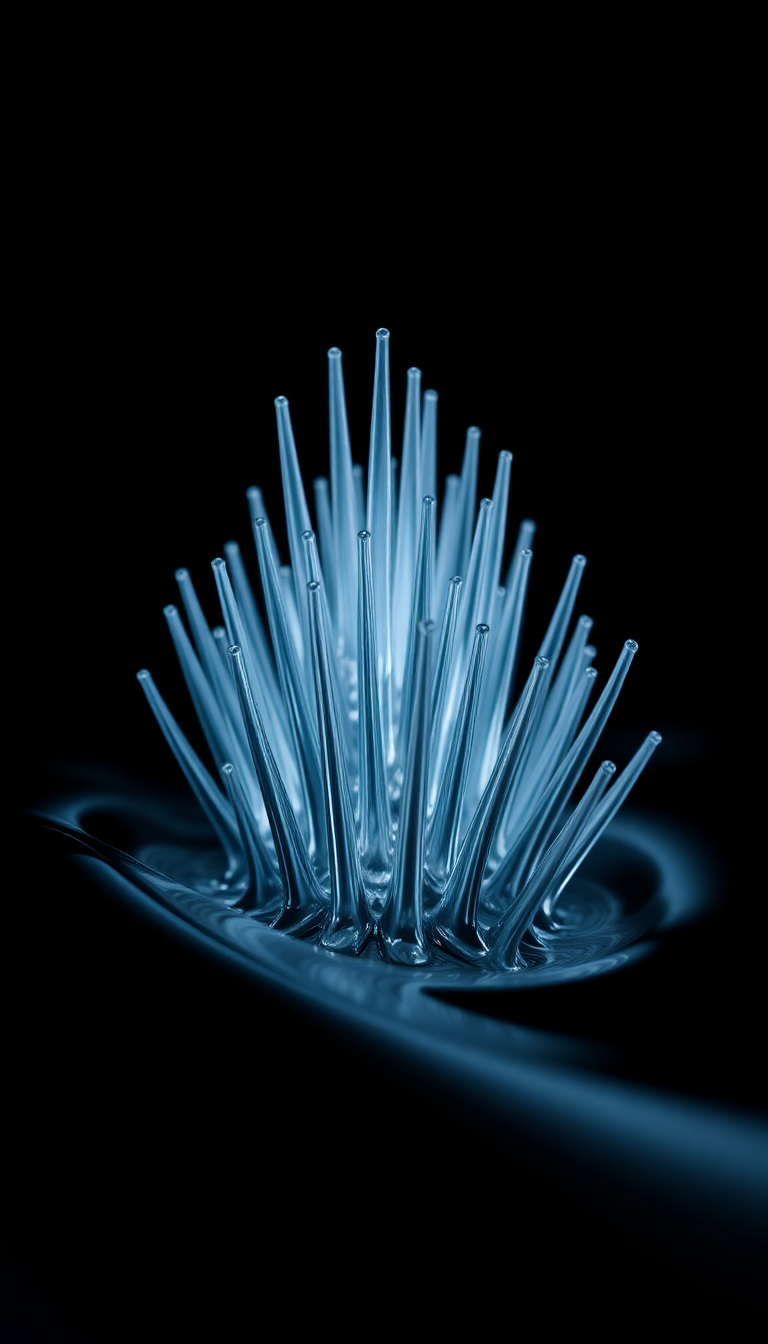 Solar Ferrofluid Spikes Magnetic Sculpture Black Wallpaper