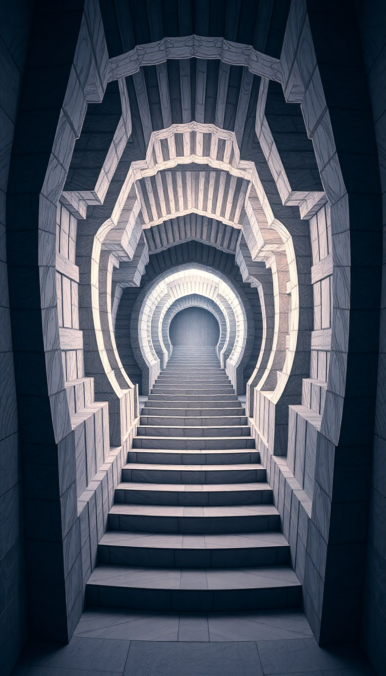 Escher Style Infinite Stairs Abstract New Wallpaper