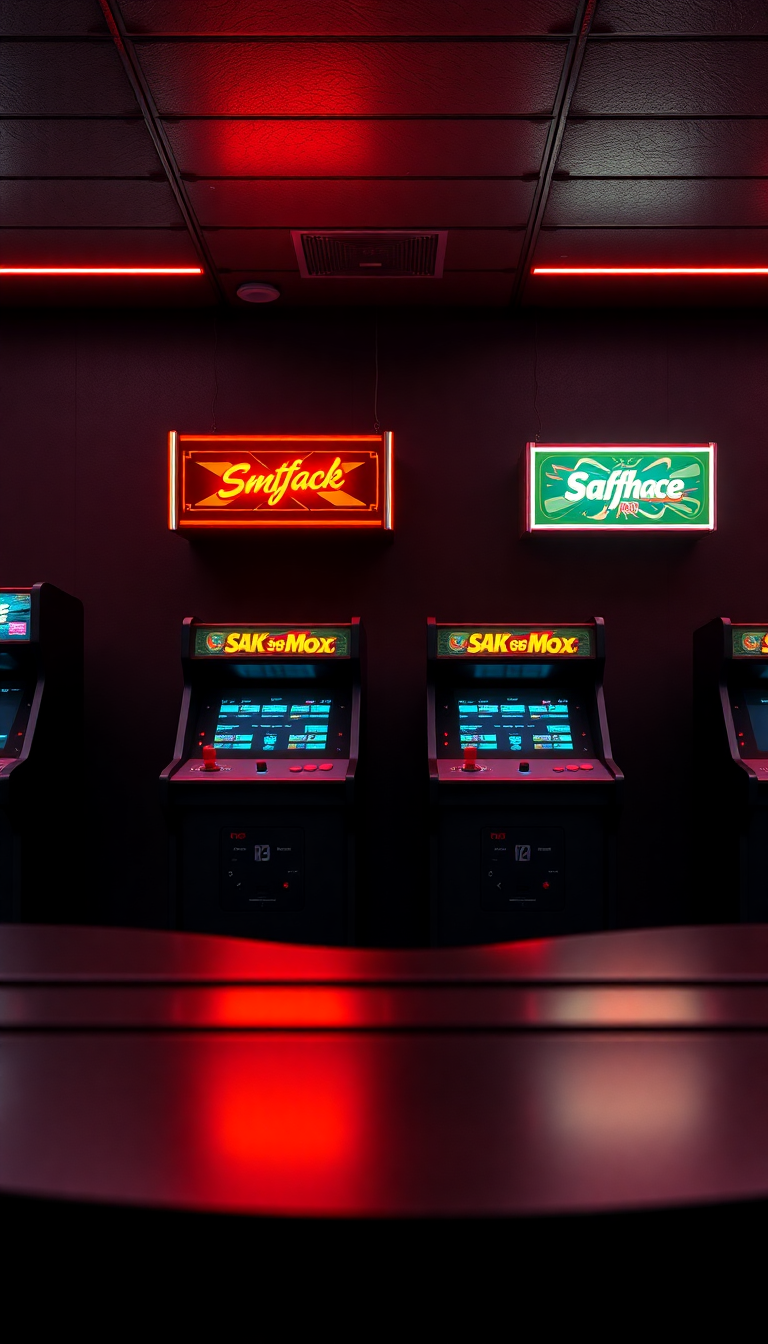 Arctic Old Arcade Machines Dark Room Wallpaper