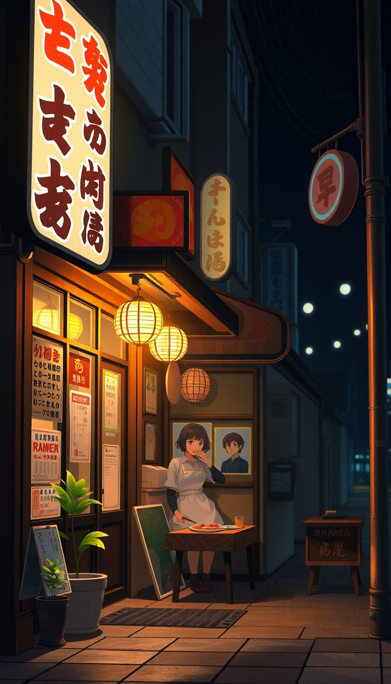 Captivating Dazzling Cozy Ramen Shop Wallpaper