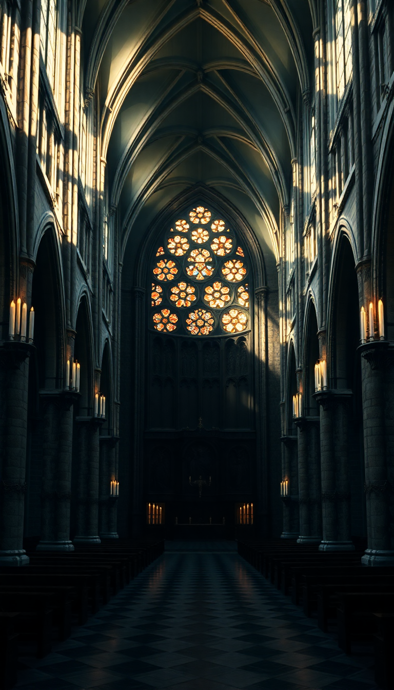 Spectacular Radiant Gothic Cathedral Interior Wallpaper