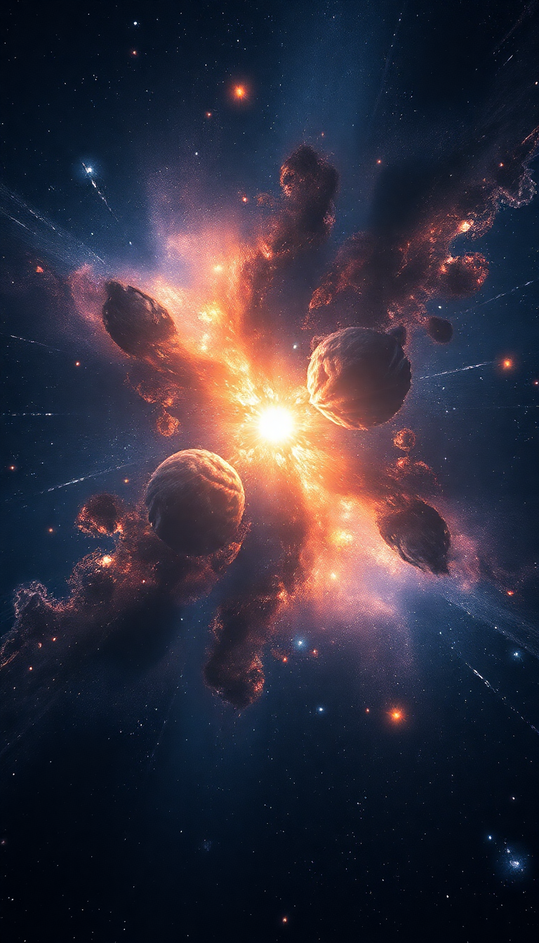 Ethereal Chromatic Colliding Galaxies Creating Wallpaper