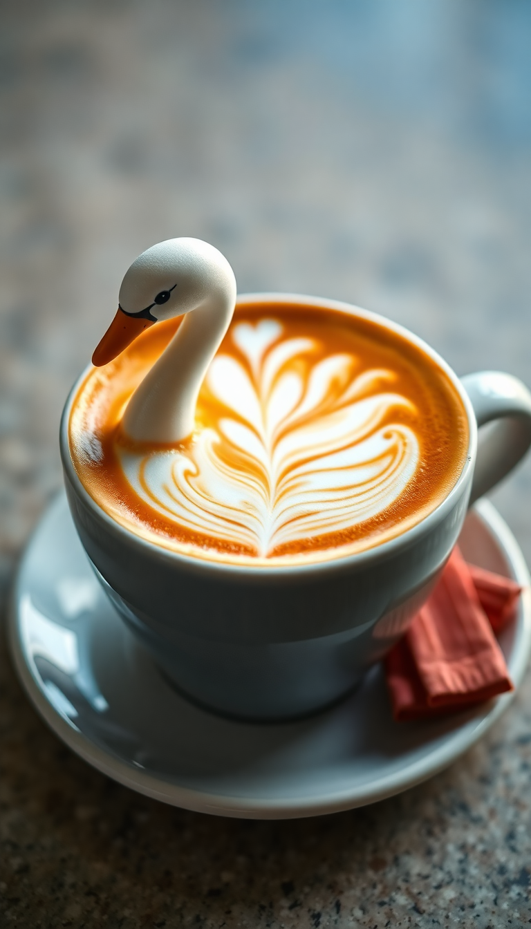 Classic Art Swan Milk Foam Coffee Wallpaper