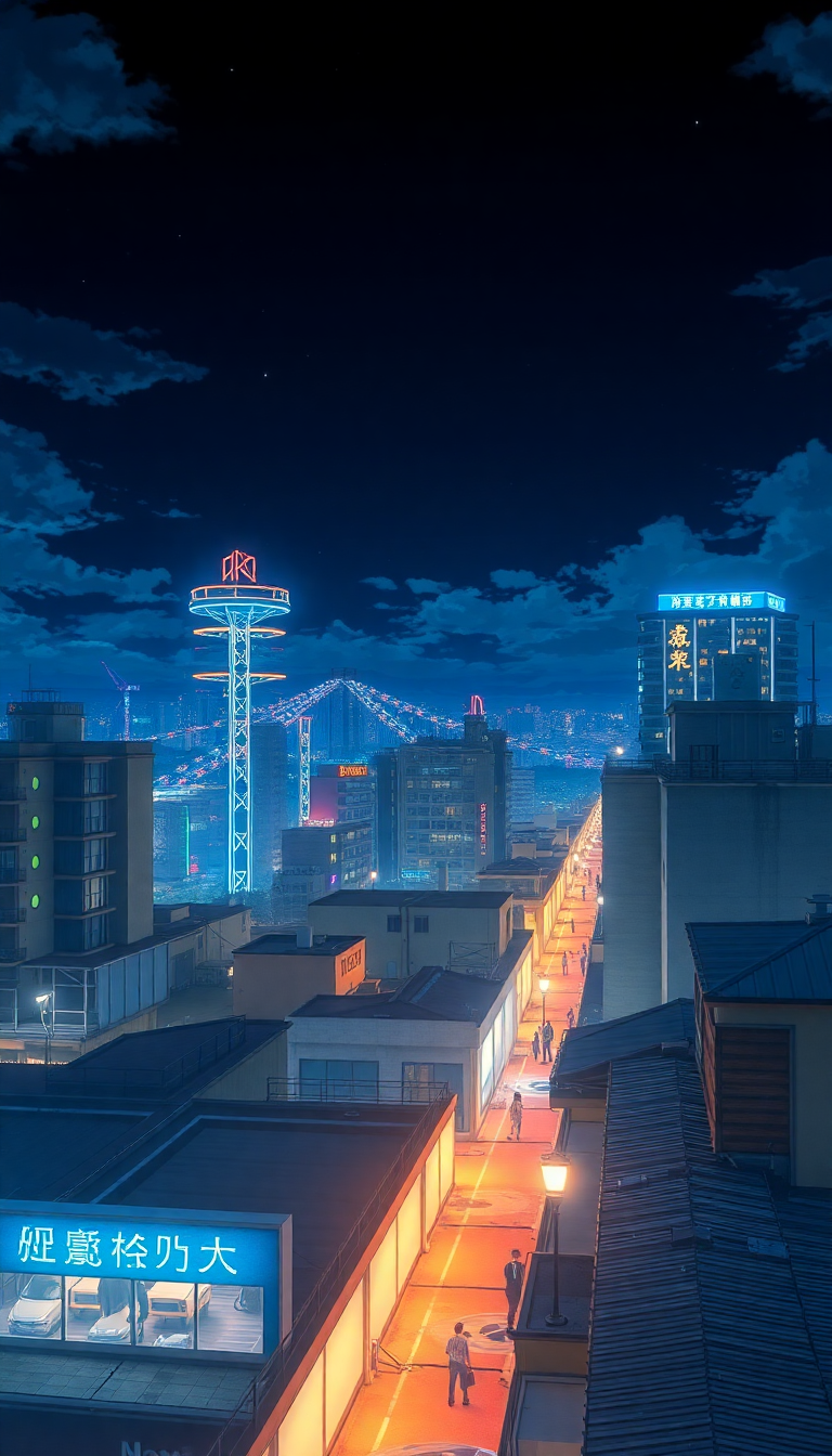 Deep Lights City Night At Anime Wallpaper