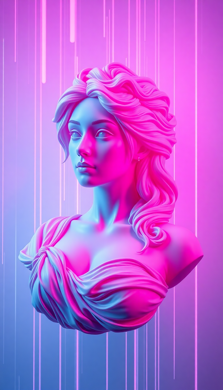 Digital art Tropical Roman Bust Glitch Wallpaper