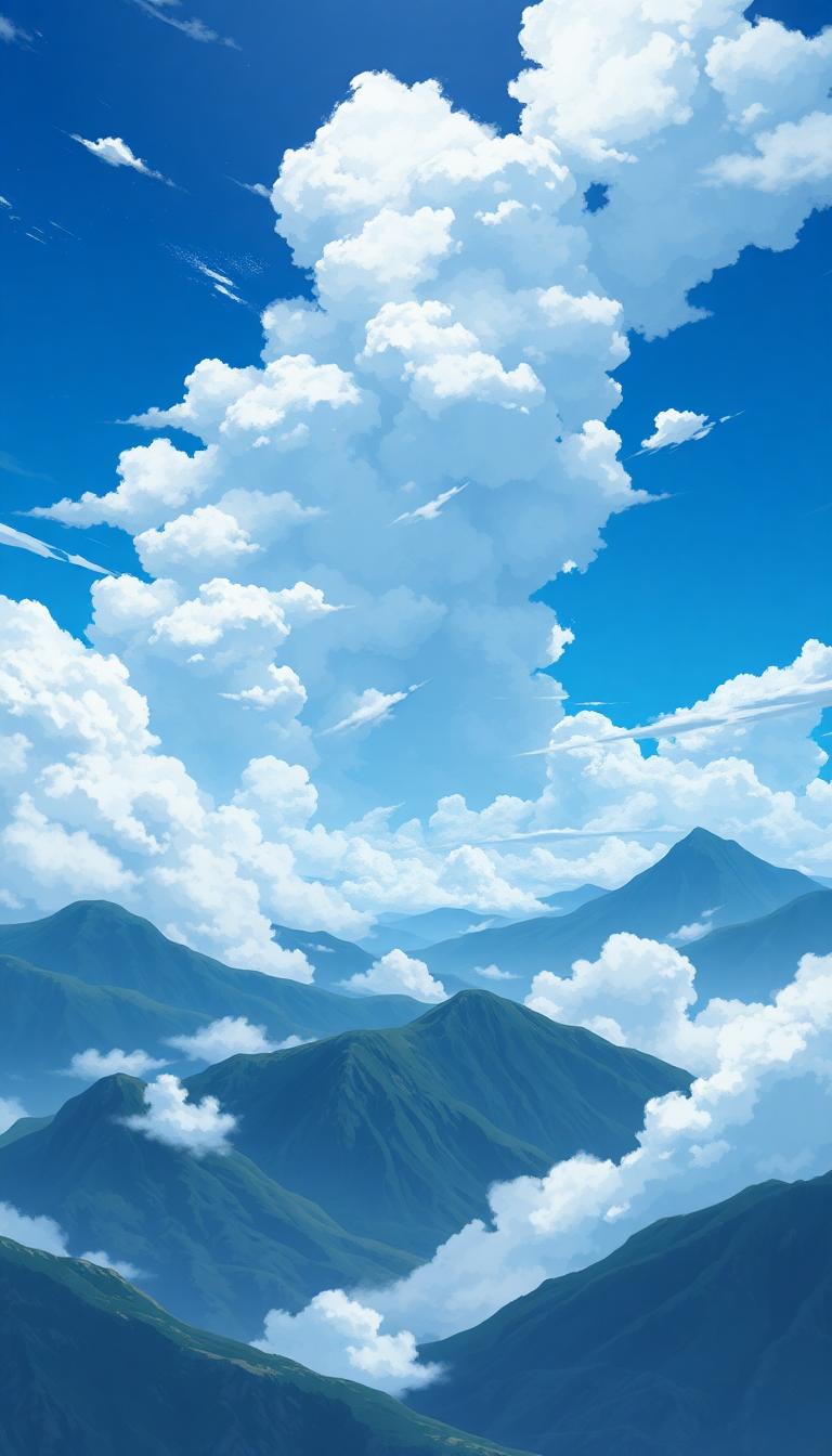 Minimalist Cloud Sea Above Mountains Anime Wallpaper
