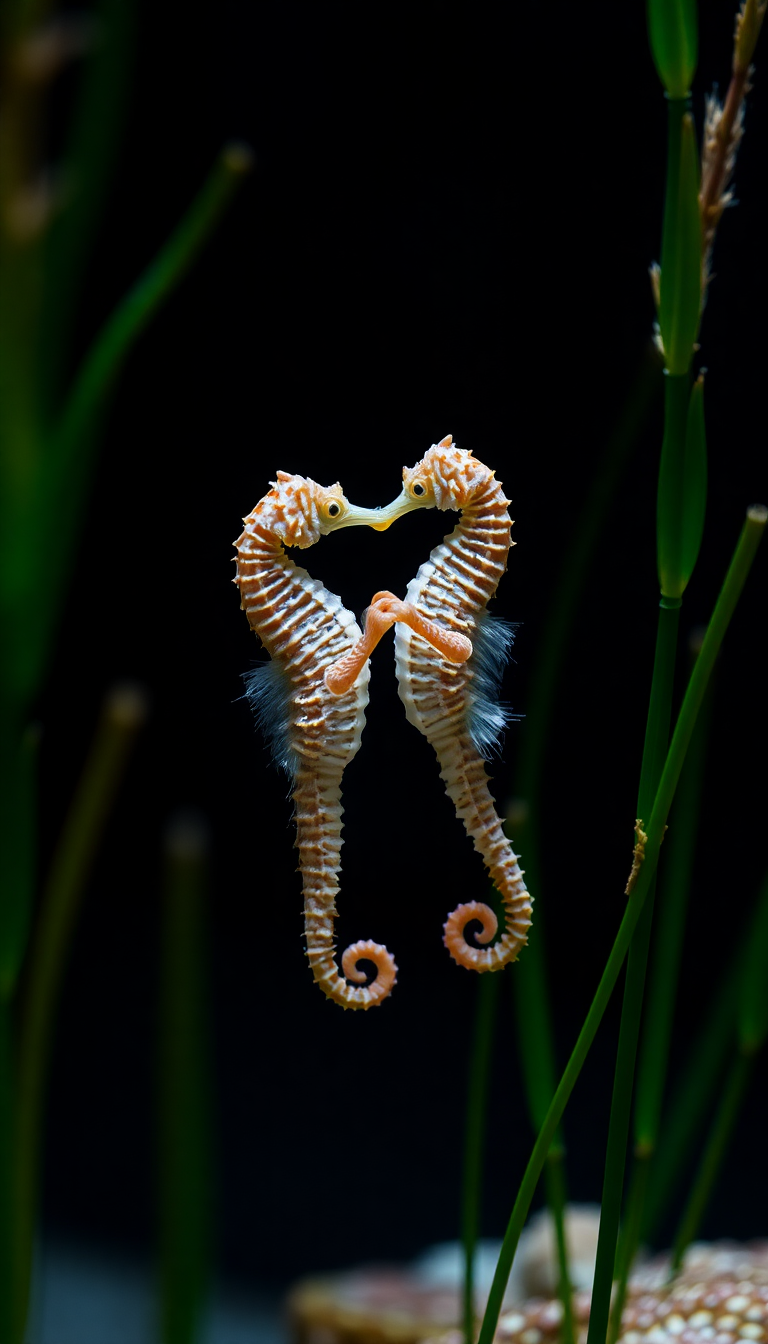 Seahorse Couple Dancing Seagrass Magical Aesthetic Wallpaper