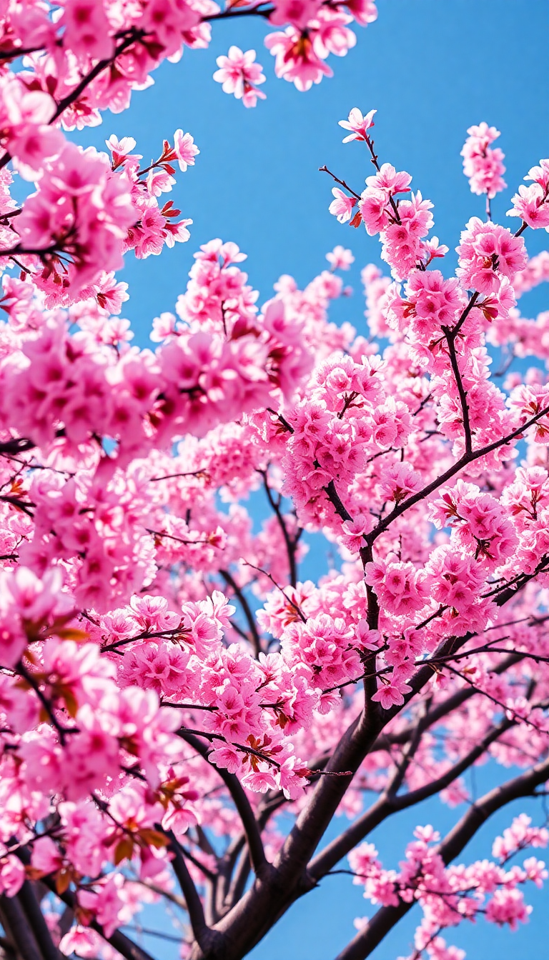 Spring Cherry Blossoms Japan Peak Photorealistic Wallpaper