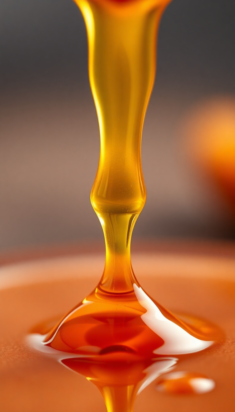 Honey Dripping From Spoon Golden Photorealistic Wallpaper