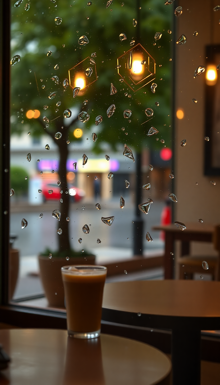 Coffee Shop Window Rain Outside Aesthetic Wallpaper