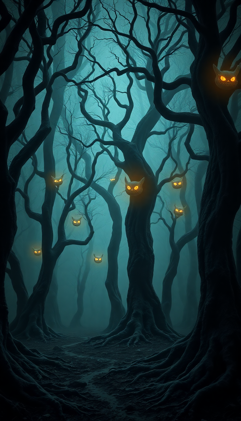 Magnificent Enchanted Forest Twisted Trees Digital art Wallpaper