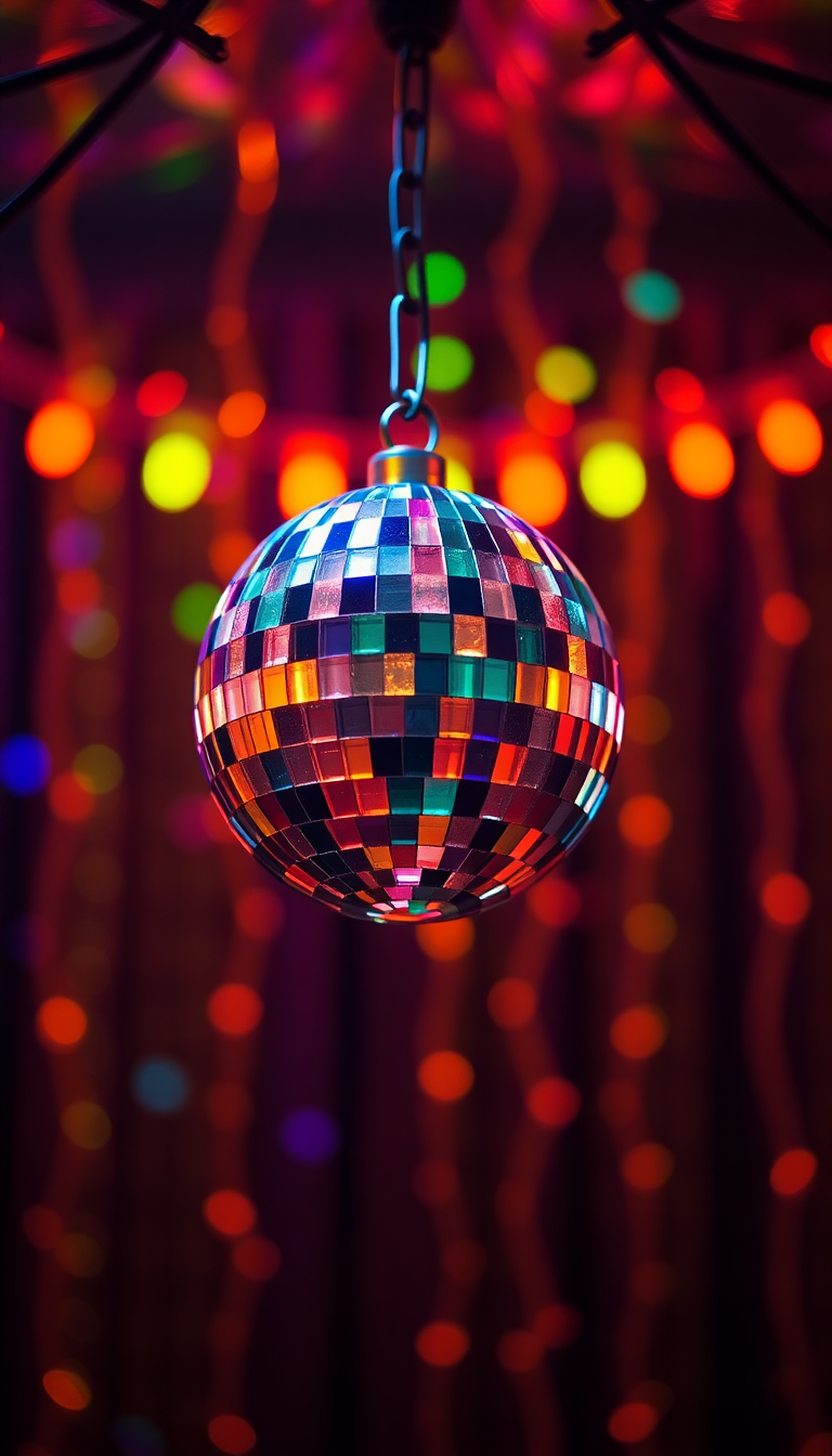 70s Disco Ball Lights Colorful Funky Photorealistic New Wallpaper