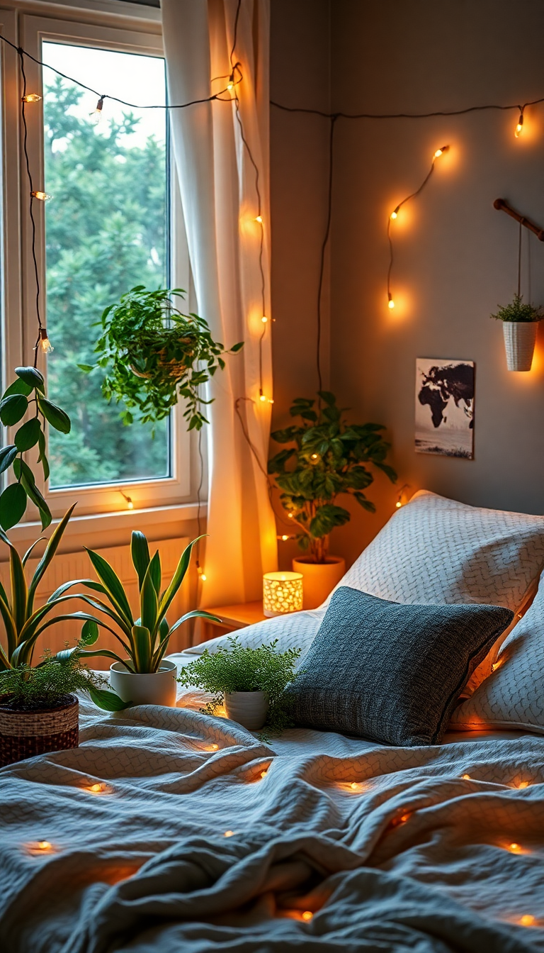 Timeless Plants Lights Fairy Bedroom Photorealistic Wallpaper