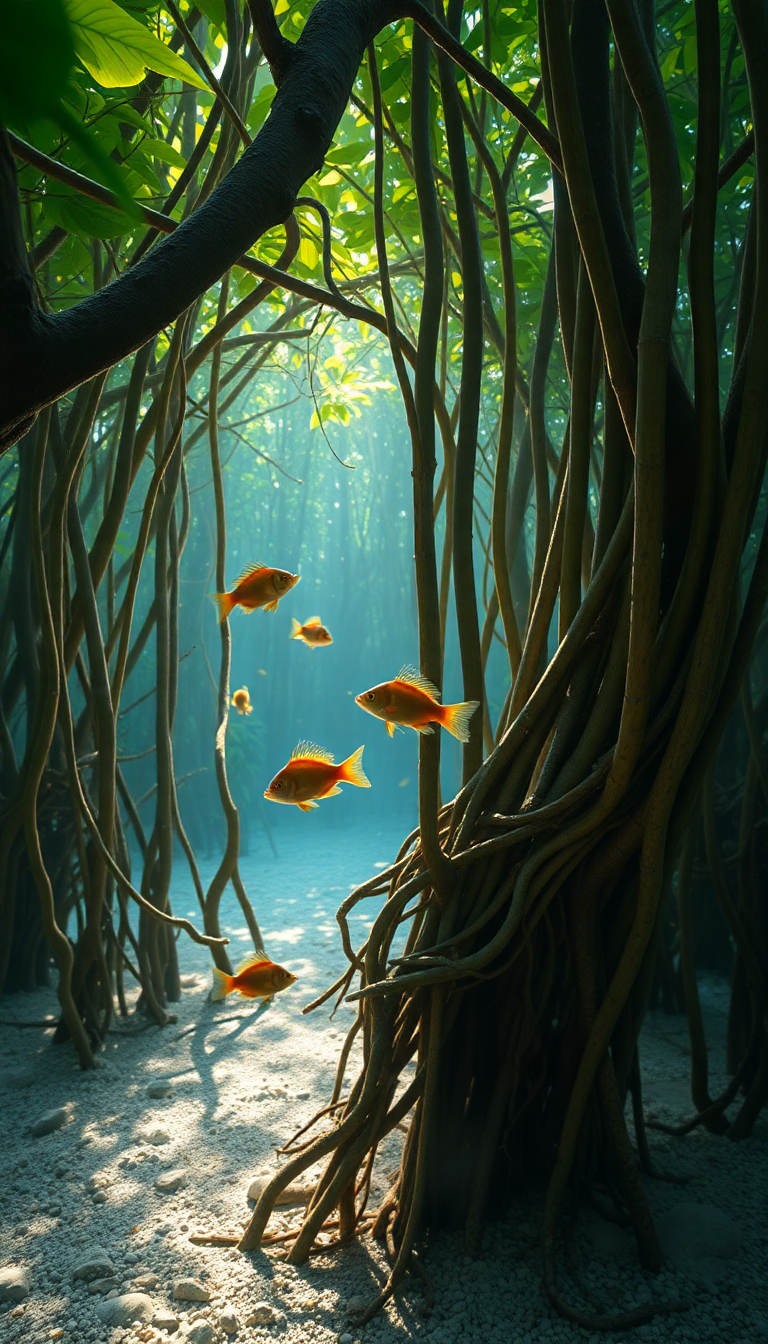 Magnetic Hazy Mangrove Forest Roots Wallpaper