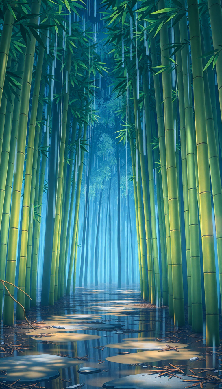 Bamboo Forest Rain Anime Peaceful Serene Anime Pro Wallpaper