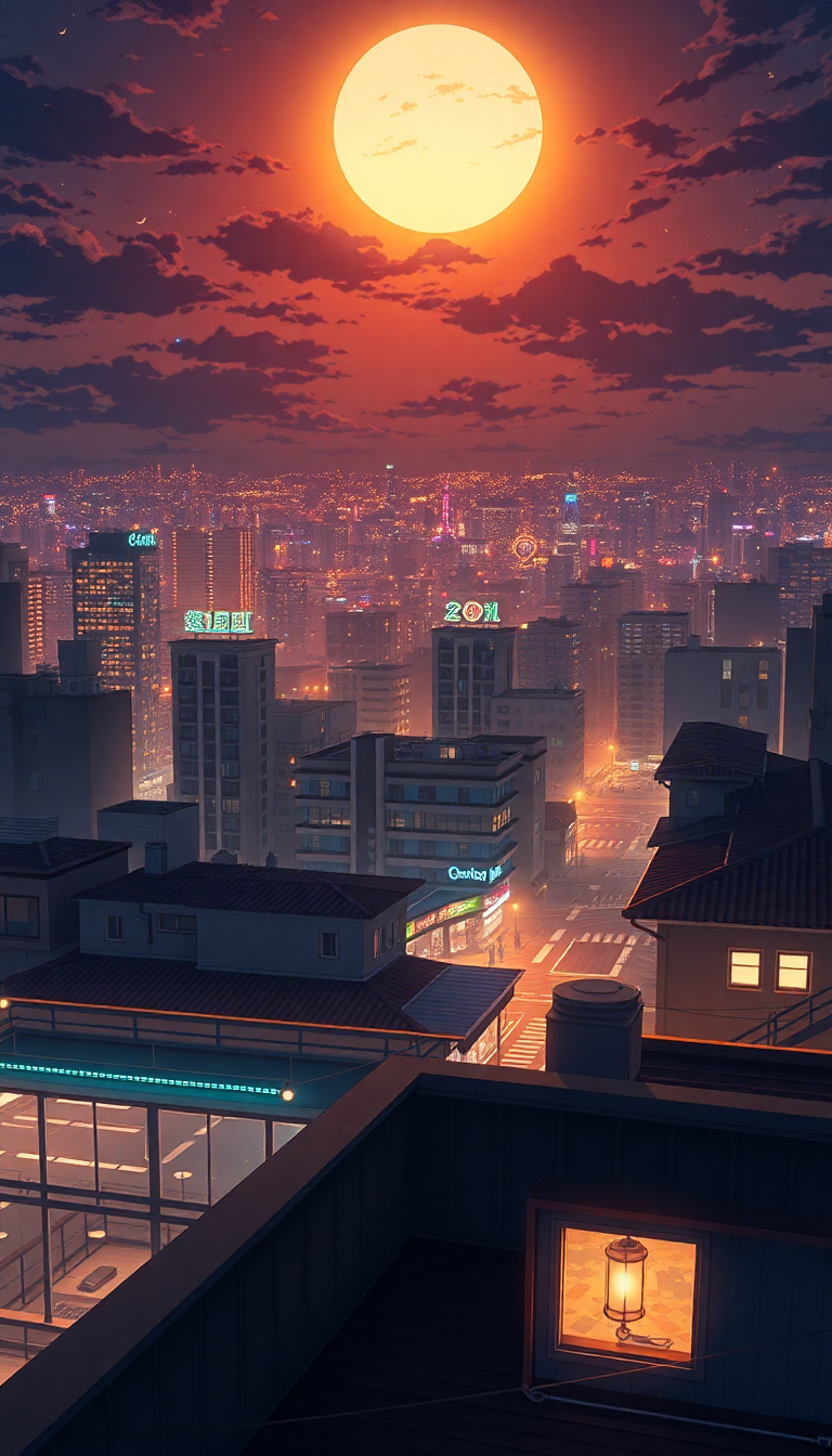 Lush Lights City Night At Anime Wallpaper