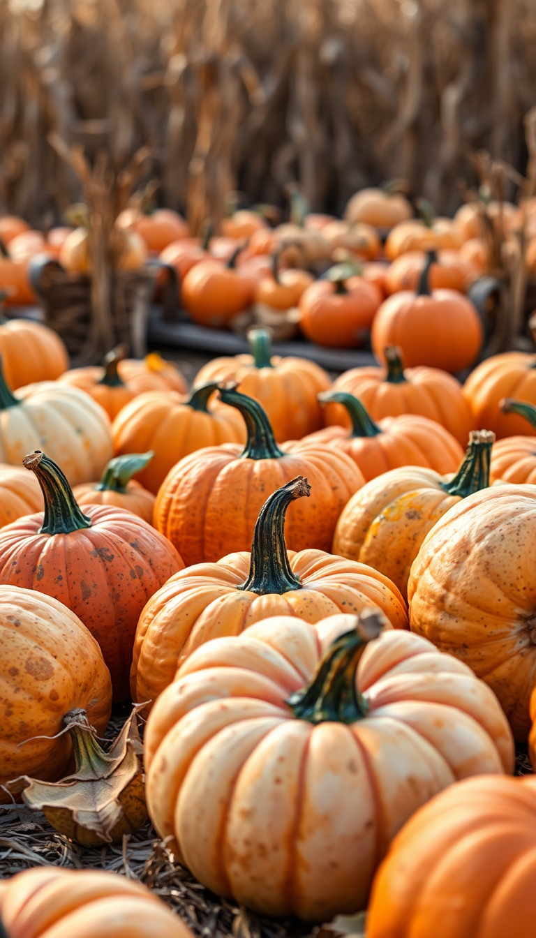 Autumn Harvest Pumpkins Corn Farm Rustic Photorealistic Remix Wallpaper