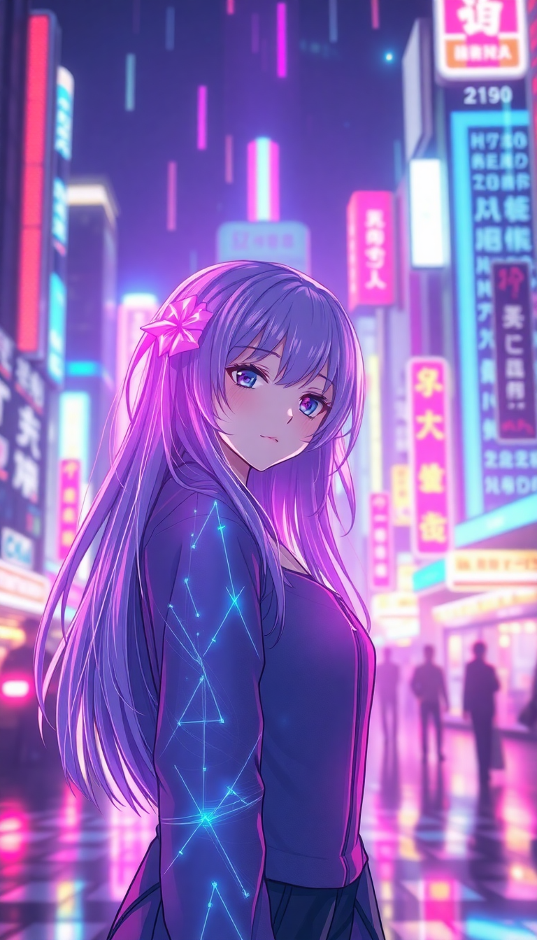 Cyberpunk Anime Girl Striking HD Wallpaper