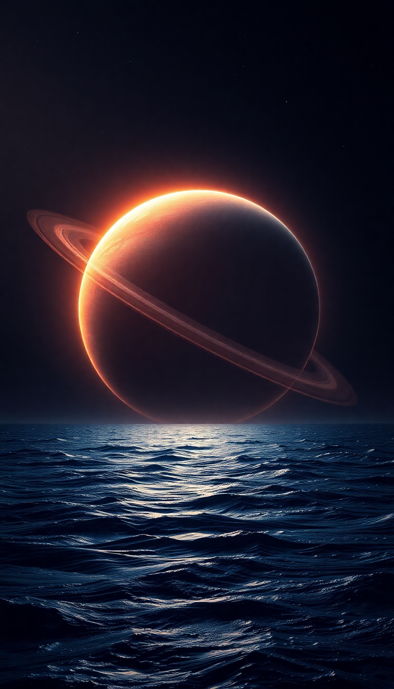 Charming Planet Rising Over Alien Ocean Wallpaper