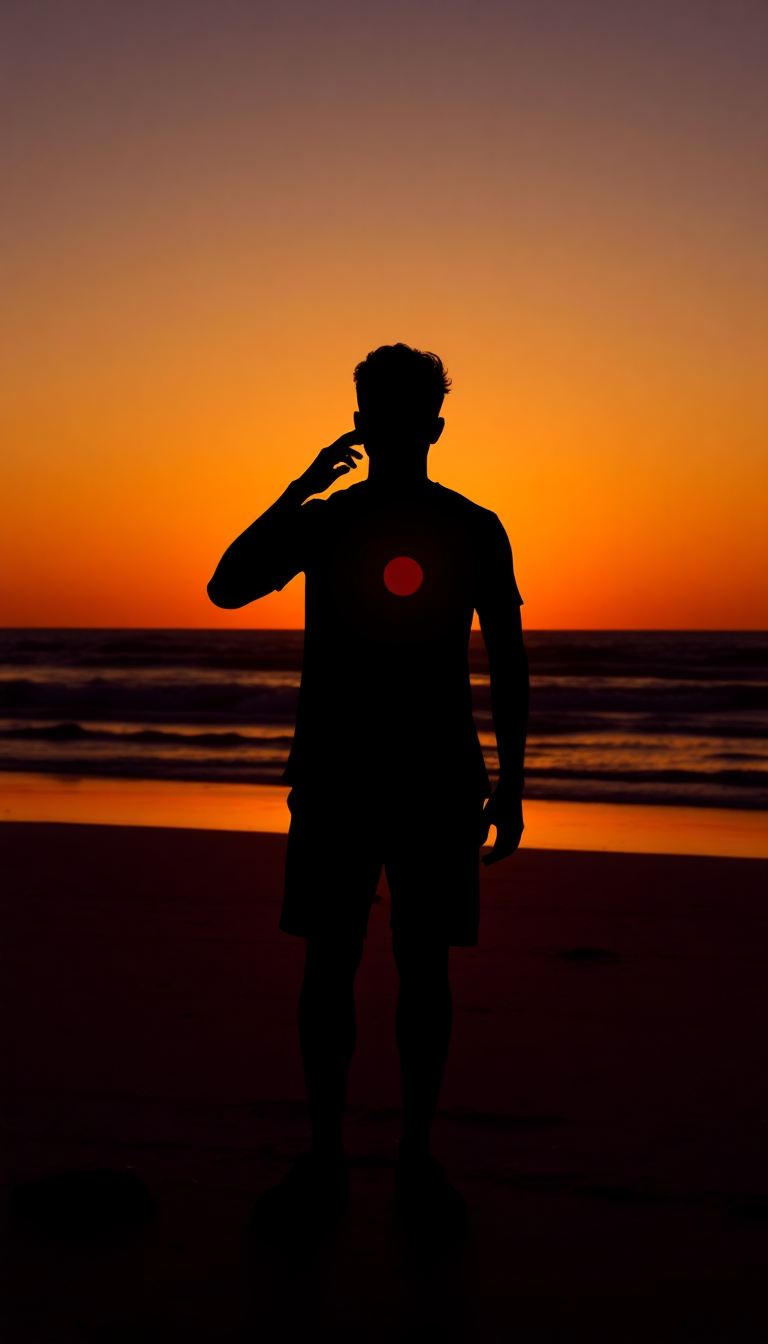 Charming Golden Hour Silhouette Figure Wallpaper