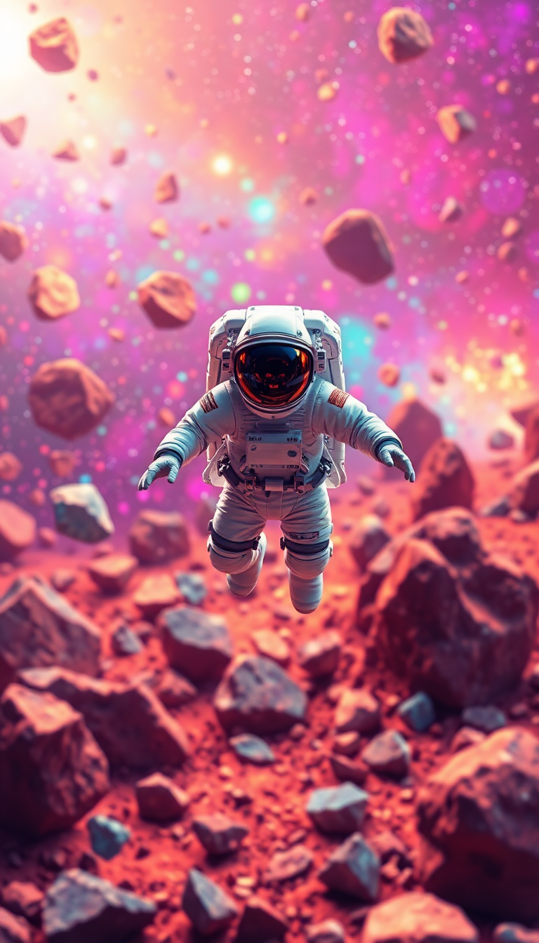 Alpine Astronaut Through Asteroid Digital art Wallpaper
